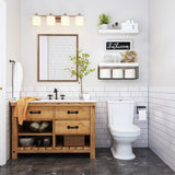 QEEIG ‎Bathroom Shelves Over Toilet - Paper Storage Wall Mounted Farmhouse Decor Decorations Aesthetic Décor Sign Small Floating Shelf 2+1 Set 16 inch, White and Black (020WB) QEEIG