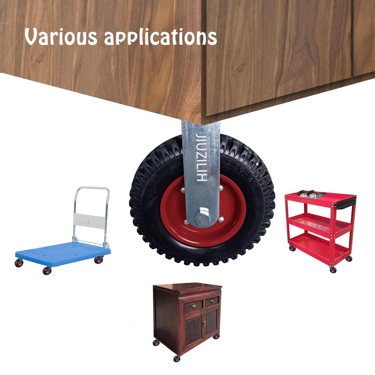 8" Caster Wheels Outdoor Caster Wheels Heavy Duty Caster Wheels Set Of 4 (2 Swivel & 2 Fixed) Large Rubber Castor Wheels Sets 4 With Screws JIUZILIH