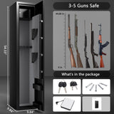 ANXINWEI Gun Safe, 3-5 Gun Cabinet with Separate Locker, Gun Safe for Rifles and Pistols with Dual Alarm and Mute Mode, Shotgun Safe with LED Light, Rifle Safes for Home with Removable Shelf ANXINWEI