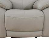 GEBADOL Power Recliner Sofa Set, Genuine Leather Reclining Couch Set, 3 Pieces Top Grain Leather Sofa with Built in Storage Console/USB Port/Cup Holders for Living Room (Light Grey) GEBADOL