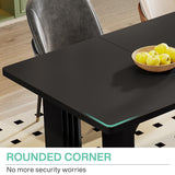 Tribesigns Modern Dining Table for 6 to 8 People, 71" Large Kitchen Dining Table with Wood Pedestal Base, Rectangular Long Dinner Table for Kitchen, Dining Room, Living Room, Black Tribesigns