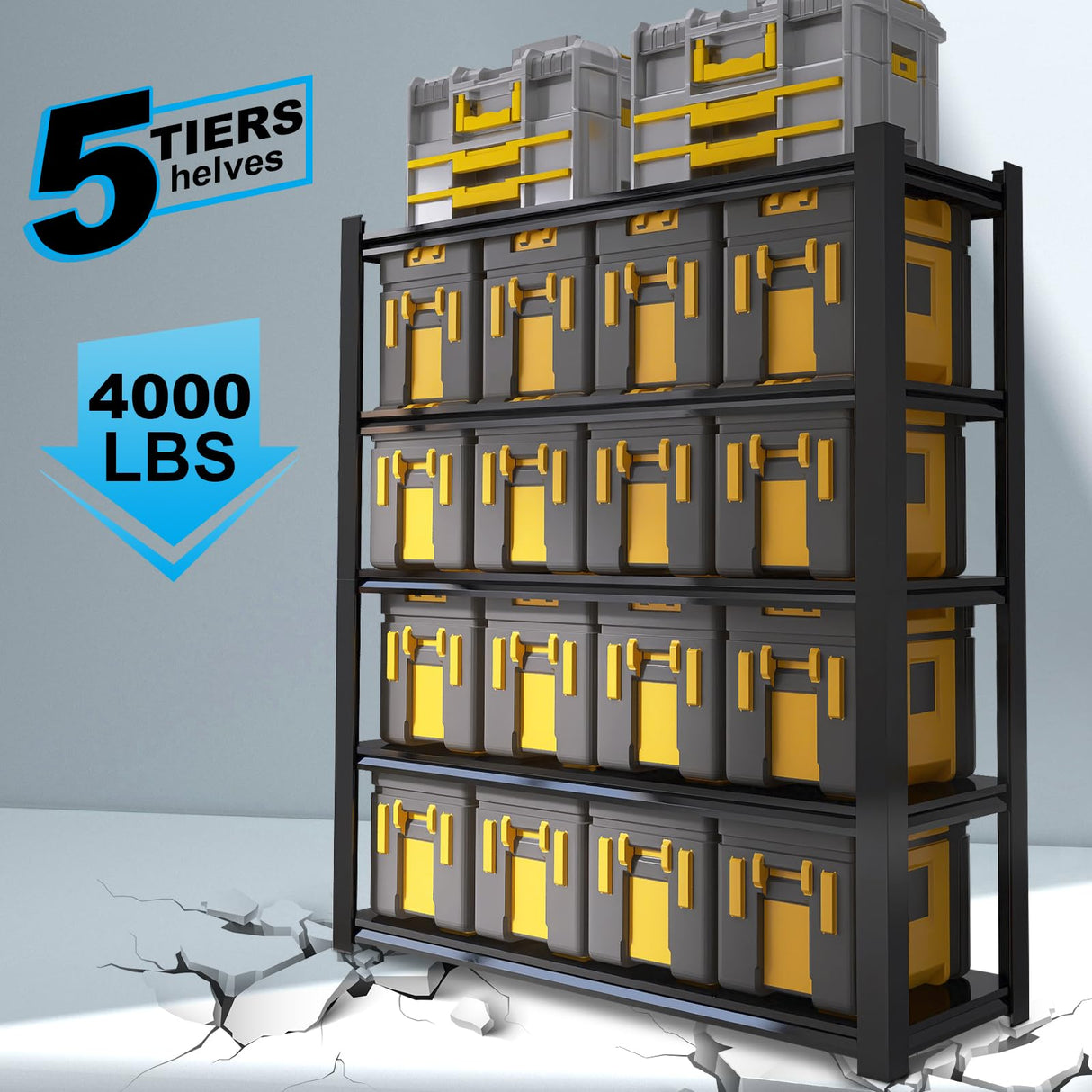 LUCYPAL Garage Shelving Heavy Duty,5-Tier Garage Shelves Storage Loads 4000LBS,Adjustable Metal Shelf Industrial Storage Rack for Basement Kitchen 84" H x 47" W x 24" D LUCYPAL