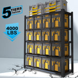 LUCYPAL Garage Shelving Heavy Duty,5-Tier Garage Shelves Storage Loads 4000LBS,Adjustable Metal Shelf Industrial Storage Rack for Basement Kitchen 84" H x 47" W x 24" D LUCYPAL