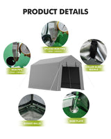 7 x 12 Ft Shelter Logic with Roll-Up Zipper Door Carport Storage Shed Heavy Duty Waterproof Tarp Storage Tent for Motorcycle, Bike, Garden Tools, Firewood DrawVibe