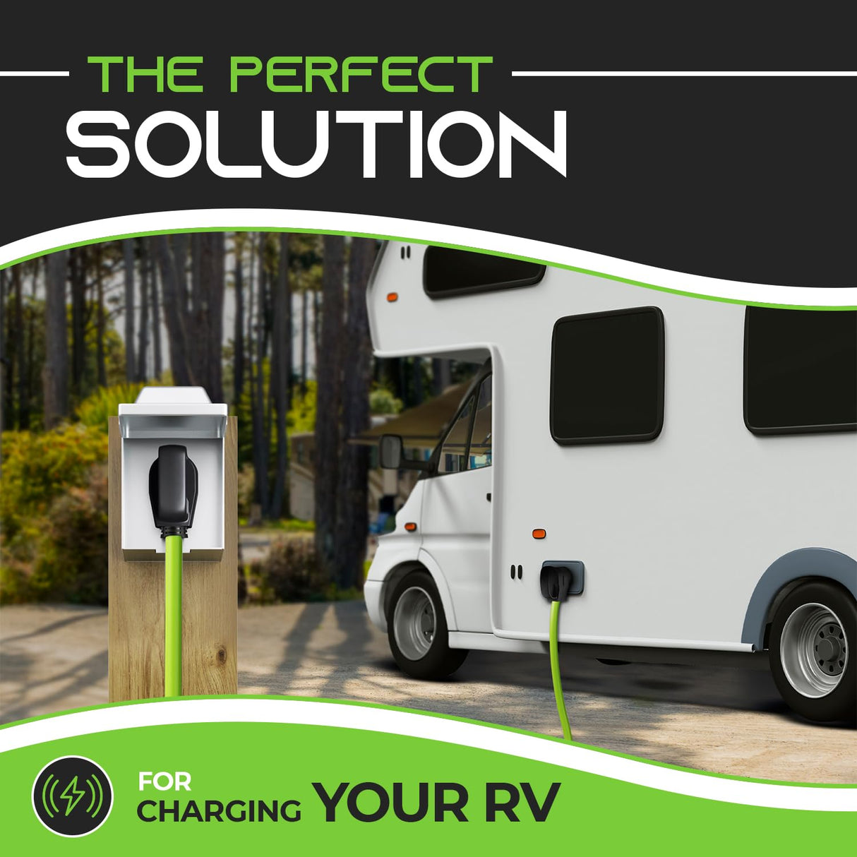 GEARit 30-Amp Extension Cord for RV and Auto, 125-Volt, 3-Prong, 10/3 STW 10AWG Gauge 3 Wire, NEMA TT-30P to TT-30R, Outdoor, Waterproof, Outdoor Camper Power Cord, 75 feet (22.9 Meters), Green GearIT