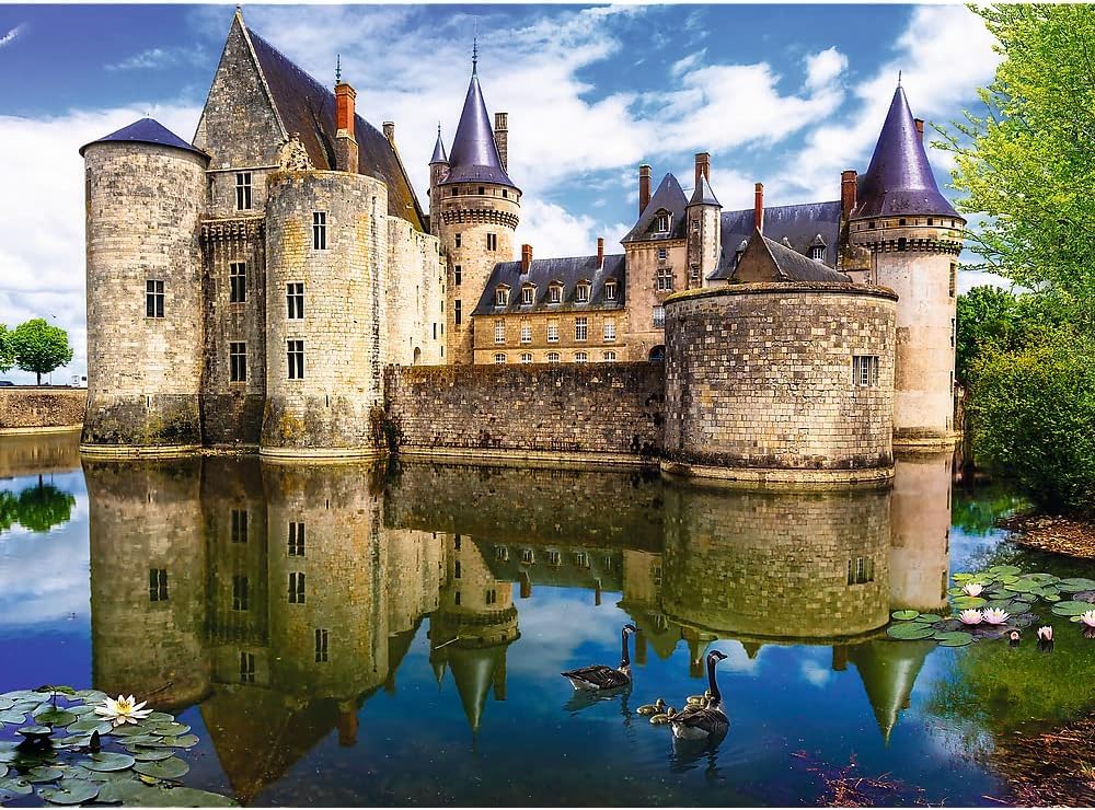 Trefl Castle in Sully-sur-Loire, France 3000 Piece Jigsaw Puzzle Red 46"x33" Print, DIY Puzzle, Creative Fun, Classic Puzzle for Adults and Children from 15 Years Old Trefl