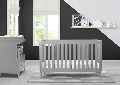 Delta Children Essex 4-in-1 Convertible Baby Crib, Grey with Natural Legs - WoodArtSupply