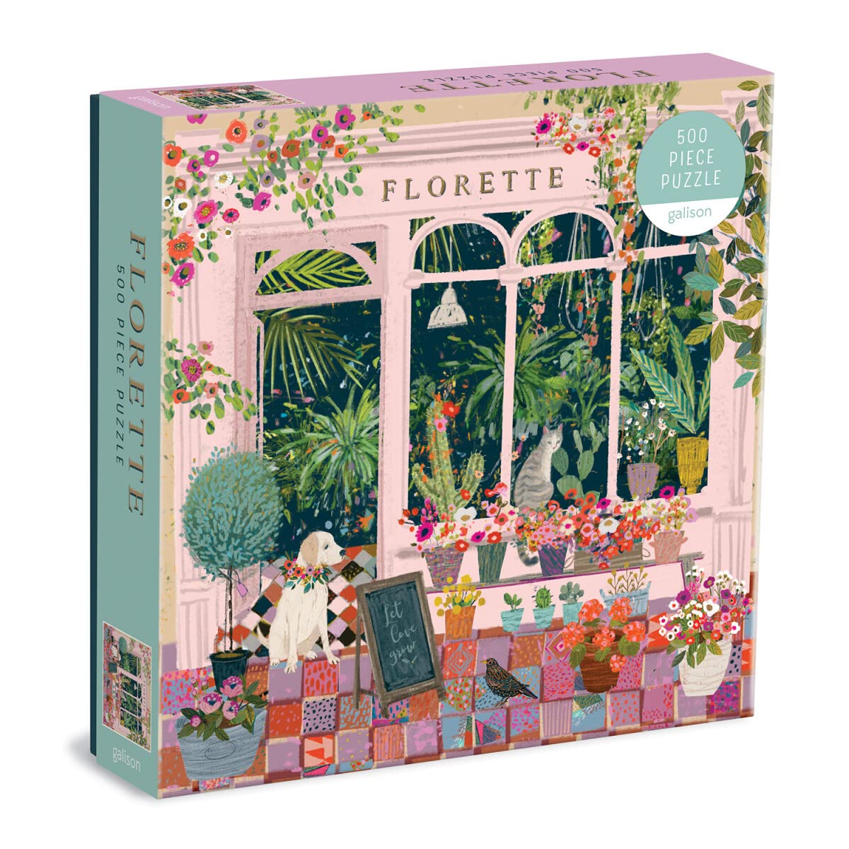 Galison Florette Puzzle, 500 Pieces, 20” x 20” – Floral Jigsaw Puzzle with a Beautiful Illustration by Victoria Ball – Thick Sturdy Pieces, Challenging Family Activity, Makes a Great Gift Galison