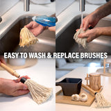 Cast Iron Sauce Pot with BBQ Mop Brush – Small Cast Iron Basting Pot & Mop Brush for Grilling, Smoking, and Saucing – BBQ Mop Brushes for Sauce, 24 Oz Shop Square