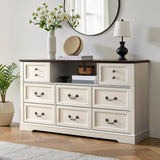 Homkdom White Dresser for Bedroom with Charging Station & Led Lights,55.02" TV Stand with 8 Drawers,Dressers & Chests of Drawers with Open Shelves,Hallway 55.02" W x 34.53" H x 15.77" D White Homkdom