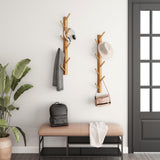 TIOPGHAD 2-Pack Wood-Wall-Mounted-Coat-Hooks, Bamboo Vertical Coats Rack Holder Hanger with 8 Hooks Entryway Hanging Wooden Racks for Hanging Jacket Coat Hat in Entryway Office Bathroom(Natural) TIOPGHAD
