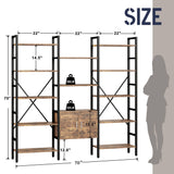 70 x70" Triple 5 Tier Book Shelf, Industrial Large Bookcase with Storage Cabinet, Tall Bookshelf with 14 Open Display Shelves Metal Frame Furniture for Living Room Bedroom Home Office Rustic Brown astimey