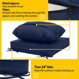 AAAAAcessories Outdoor Deep Seat Cushions for Patio Furniture, Waterproof Replacement Patio Chair Cushions Set of 4, 24 x 24 x 5 Inch, Navy Blue AAAAAcessories