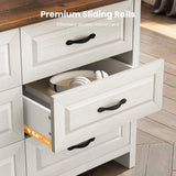 Amada Farmhouse 6 Drawer Dresser for Bedroom, 47.2 Inch Wide Wood Dresser with Natural Texture, Large Drawers, Rustic Farmhouse Chest of Drawers for Bedroom, Living Room, Hallway, Brown & White AMADA HOMEFURNISHING