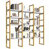 Jehiatek Gold Bookshelf 5 Tiers, Geometric Bookcase, 71"L x 71"H Tall Etagere Book Case, Sturdy Metal Frame, Freestanding Display Shelving Unit for Home, Office, Library Jehiatek