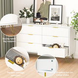 FURNIWAY White Dresser, Modern 6-Drawer Dresser for Bedroom with Gold Handles, Wide Chest of Drawers for Living Room FURNIWAY