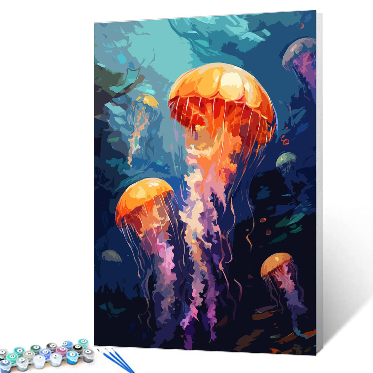 Tucocoo Jellyfish Paint by Numbers Kits 16x20inch Canvas DIY Digital Oil Painting for Adults with Brushes and Acrylic Pigment -Ocean Scenery Abstract Hand-Painted for Home Decor Gifts (Without Frame) Tucocoo