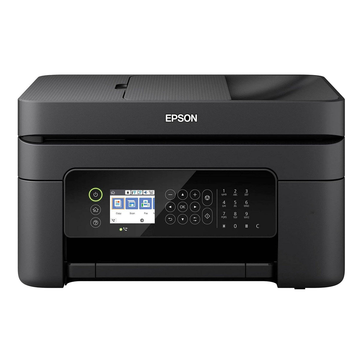 Epson Workforce WF-2850 All-in-One Wireless Color Inkjet Printer, Black - Print Scan Copy Fax - 10 ppm, 5760 x 1440 dpi, Auto 2-Sided Printing, 30-Sheet ADF, Voice-Activated, Vertluna Printer_Cable Epson