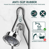 Shower Caddy Hanging Adjustable Shower Caddy, Rustproof Shower Organizer Extended Length Shower Caddy Over Shower Head with Hooks Soap Holder, Large Capacity Anti-Swing Bathroom Organizer, Black REINHARDT