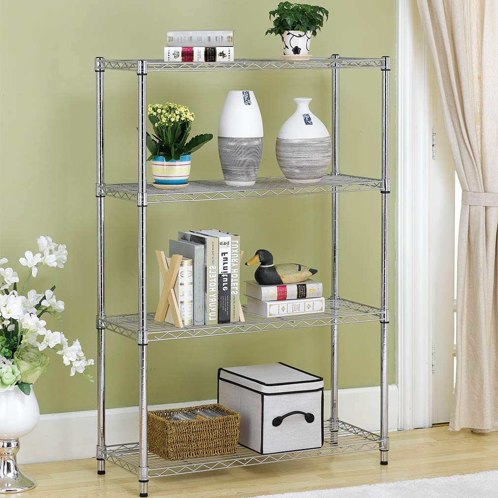 BestOffice Adjustable Wire Shelving Storage Shelves Heavy Duty Shelving Unit for Small Places Kitchen Garage (Chrome, 36×14×54)