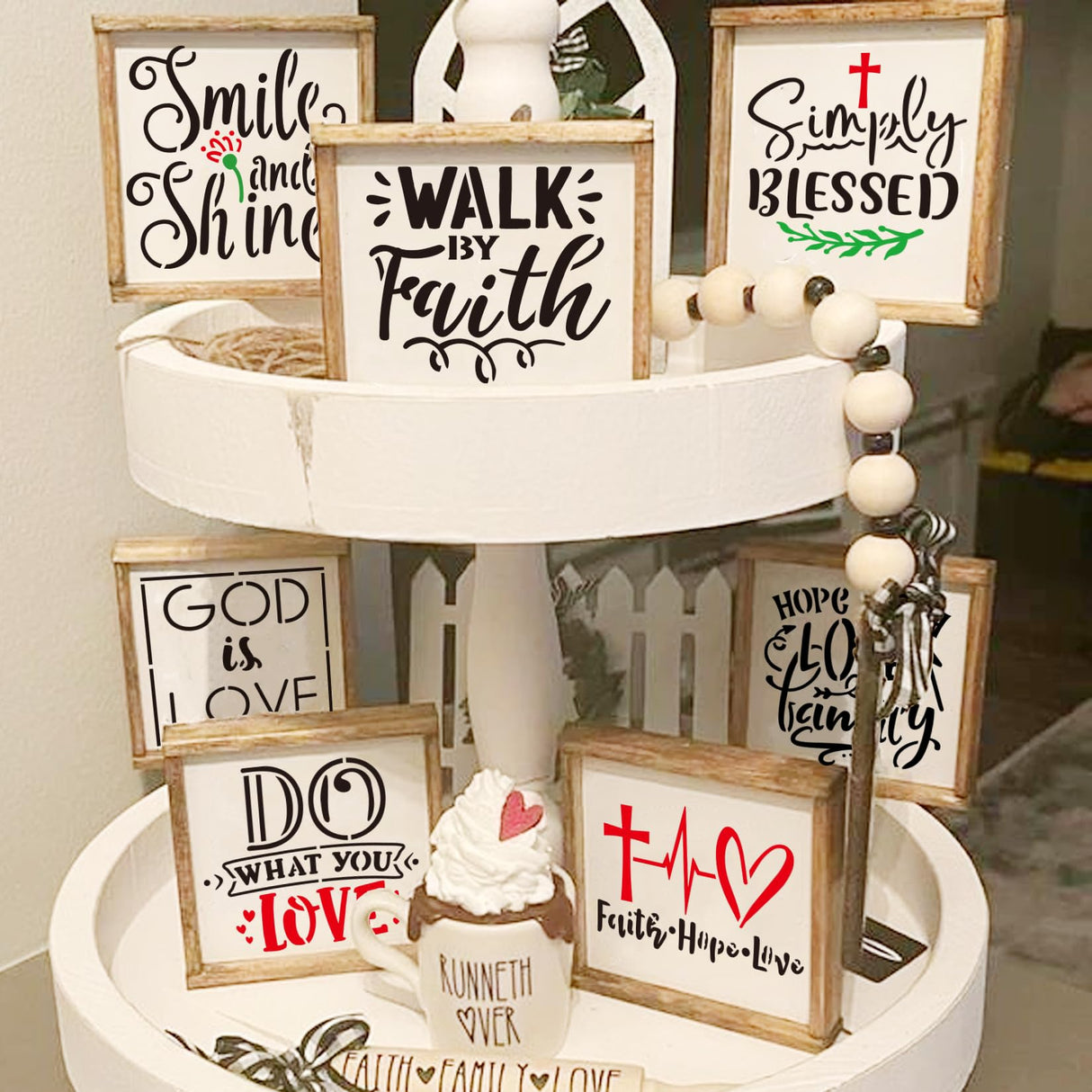 65Pcs Small Stencils for Painting on Wood Reusable, 3 Inch Reusable Stencil for Craft Ornament Paint Template Stencils for Wall Card Rock Wood Signs Coasters Canvas Home Decor (Bible Words) Hosomono