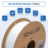 3DHoJor High Speed PLA Filament 1.75mm 3D Printer Filament,1kg Cardboard Spool (2.2lbs) Fit Most FDM 3D Printer,Dimensional Accuracy +/- 0.03 mm,Vacuum Packaging-Cold White 3DHoJor