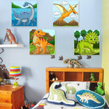 4Pack Dinosaur Paint by Number for Kids with Wooden Frame,4 Dinosaurs Canvas Paints by Number Canvas, Dinosaur Gifts for Kids Easy Paint with Numbers DIY Acrylic Oil Painting Kits for Home Wall Decor Ertyjikg