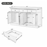 LUMISOL Retro Cabinet with 4 Doors and 3 Drawers, 60” Storage Sideboard with Black Round Handles, Wood Buffet Cabinet, Console Table for Living Room Kitchen Entryway Hallway LUMISOL