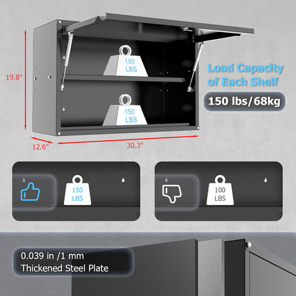 JYHNHYJ Metal Storage Cabinet, Wall Mount Garage Storage Cabinet with Adjustable Shelf and Flip-Up Door, Practical Metal Storage Cabinets with Two Keys for Garage Basement Workshop-Assembly R - WoodArtSupply