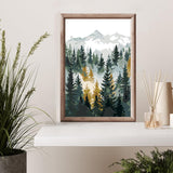 Framed Paint by Numbers Kit for Adults Beginner & Kids Age 8-12, Easy Landscape Adult Paint by Number Kits on Canvas, DIY Acrylic Forest Number Painting for Adults Mountain for Home Decor 8x12 Inch Possoco