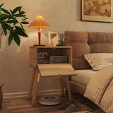 YMYNY Nightstand Set of 2, End Table, Small Bedside Table, Handmade Rattan Decorated Drawer, Solid Wood Legs, Modern Side Table for Bedroom and Small Spaces, Natural UHST010N-2 YMYNY