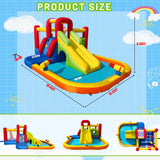 Hongcoral Bounce House Inflatable Water Slide for Kids, Water Park With Splash Pool, Double Cannon, 2 Climbing Walls, Obstacles, Blow Up Jumping Castle With Blower Hongcoral