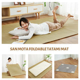 SAN MOTA Japanese Tatami Mattress,100% Rush Grass Tatami Mat 64"x64"x0.5", Living Room Non-Slip Design Tatami, Game Mat and Yoga Mat, Free Combination Without Edge (4 Piece Set) SAN MOTA