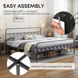 Chuangshuo Guard Queen Bed Frame-Classic Metal Platform Bed Frame Mattress Foundation with Victorian Style Iron-Art Headboard/Footboard/Storage Space/No Box Spring Needed/Black Chuangshuo Guard