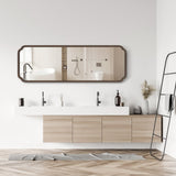 WallBeyond Full Length Mirror Wall Mounted 65"x22", Rustic Wooden Frame Floor Mirror, Large Full Body Mirror for Bedroom, Leaning or Hanging Against Wall (Walnut Solid Wood) WallBeyond