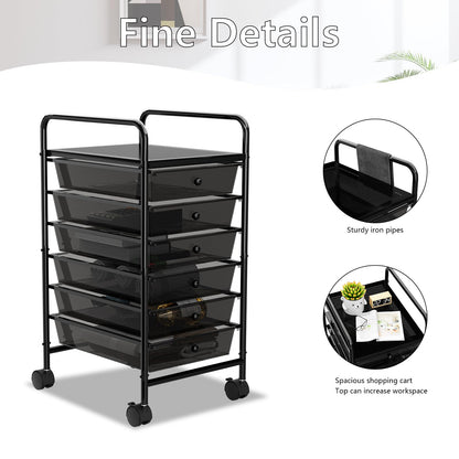 6 Tier Rolling Cart with 6 Drawers, Multipurpose Craft Cart Storage Cart on Wheels, Plastic Utility Cart Storage Organizer Cart for Classroom, Office, Bathroom,Home, Beauty Salon Storage - WoodArtSupply