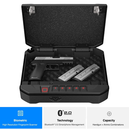 VAULTEK VS10i Biometric Handgun Bluetooth 2.0 Smart Safe Pistol Safe with Auto-Open Lid and Rechargeable Battery