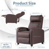 Ruesleag Massage Recliner Chair Recliner Sofa Modern Reclining Chair w/Footrest Backrest Breathable Padded Single Sofa Home Theater Seating Reclining Easy Lounge for Living Room Bedroom,Brown Ruesleag