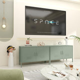 IRONFFICE Metal Storage Cabinet,TV Stand Locker Cabinet,Wide Metal Accent Cabinet with 2 Door,2-Tier Lockable Storage Cabinet,Green IRONFFICE