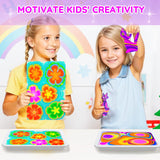 MOMUSE Marbling Paint Art Kit for Kids with Dual Trays, Passed Toxicology, Metallic Gold Water Marble Painting Kit, Creative Art Craft Kits Ideal Toys Gifts for Girls & Boys Ages 6+ MOMUSE