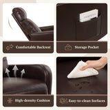 Neioml Swivel Rocking Recliner Chair for Small Space, Manual Swivel Glider Recliner for Nursery,RV,Rocking Recliner with Footrest and Side Pocket,Breathable Leather,Dark Brown Neioml