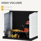 DWVO 36 cu ft Tool Storage Shed, Storage for Bakcyard, Patio, and Garden, Resin Plastic Shed with Sloped Lid, Lockable Door, and Wood Grain Finish, Light Gray DWVO