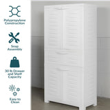 Sunnydaze Plastic Garage Storage Cabinet with 2 Adjustable Shelves - 57" H - Garage, Office, Home, Laundry Room - Speckled White Sunnydaze Decor