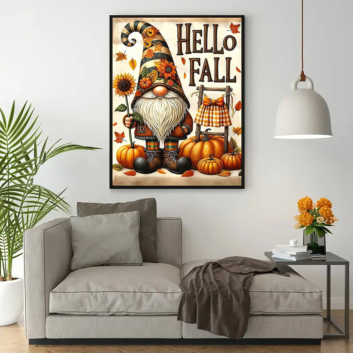 Fall Gnome Pumpkin Sunflower Diamond Art Kits for Adults, 5D Diamond Painting Kits for Adults Beginners, DIY Full Round Drill Diamond Dot Painting Gem Art Kits for Adult,Home Wall Decor 11.8x15.7 Inch VCLKDIY