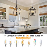 4 Light Chandelier, Industrial Ceiling Light Black Lantern Light Fixtures with Farmhouse Metal Cage Adjustable Height Rustic Geometric Hanging Light E12 Base for Kitchen Island, Entryway, Indoor Seaside village