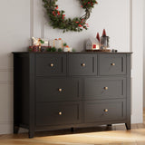 GAOMON 7 Drawers Dresser for Bedroom, 53.9" W Farmhouse Wood Dressers & Chest of Drawers for Clothes, Tall Storage Dressers Organizer with Deep Drawers for Living Room, Closet, Hallway, Black GAOMON