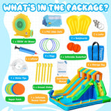 FBSPORT Inflatable Water Bounce House, Large Bounce Castle with 3 Slide for Kids, Inflatable Water Slide with Splash Pool, Climbing, Toss Rings, Basketball Hoop, Bouncy House for Outdoor Indoor FBSPORT