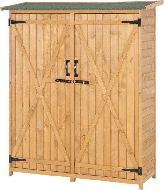 VINGLI Outdoor Wood Storage Shed with Lockable Design, Extra Large Capacity Outside Cabinet Tool Shed with Shelves, Garden Sheds & Outdoor Storage Made with Waterproof roof for Garden, Yard,  - WoodArtSupply