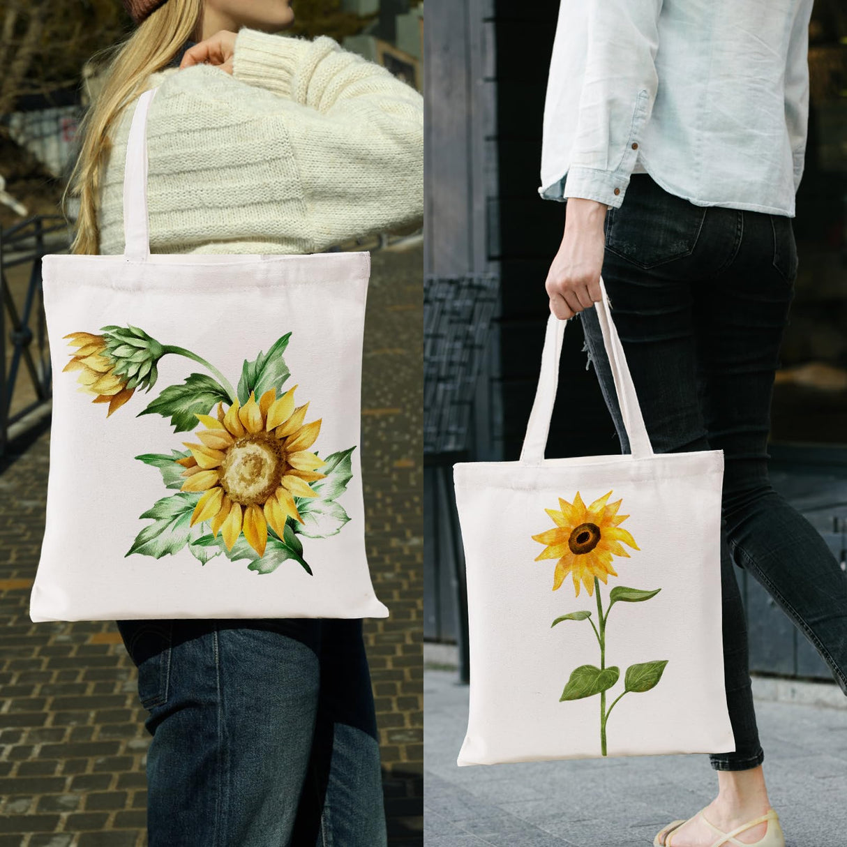 DEAYOU 12 Pack Canvas Tote Bag, 13" x 14" Sublimation Blank Cotton Cloth Bags, White Reusable Grocery Bags with Handles for Shopping, DIY Crafting, Heat Transfer, Gift, Activity DEAYOU