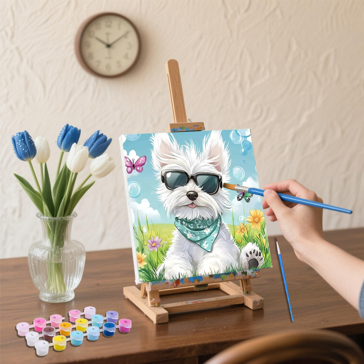 xcemhil Framed Paint by Numbers Kit for Kids and Adults, Dog Paint by Numbers for Adults, Cute Dog Kids Paint by Number Kits for Gifts and Home Decor 10x10in xcemhil